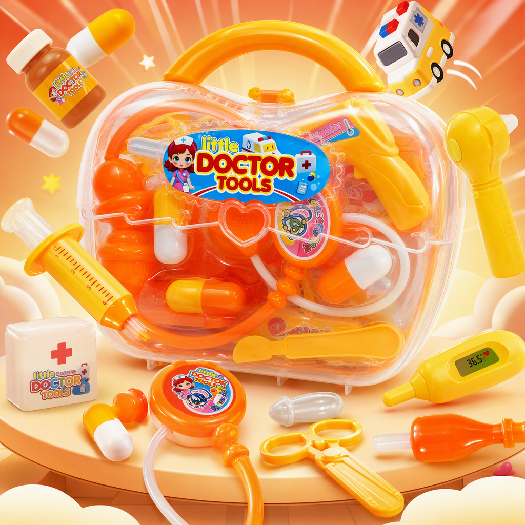 Niños pasando el hogar kit médico simulación herramientas de diagnóstico y tratamiento juguetes divertidos early learning puzzle toys caja de regalo Specification image