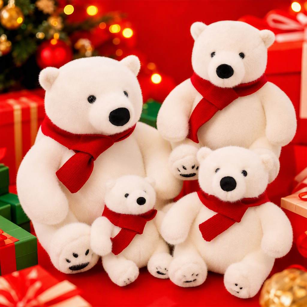 Cute white polar bear plush toy, pillow, fabric doll, children's gift, soft and adorable style Specification image