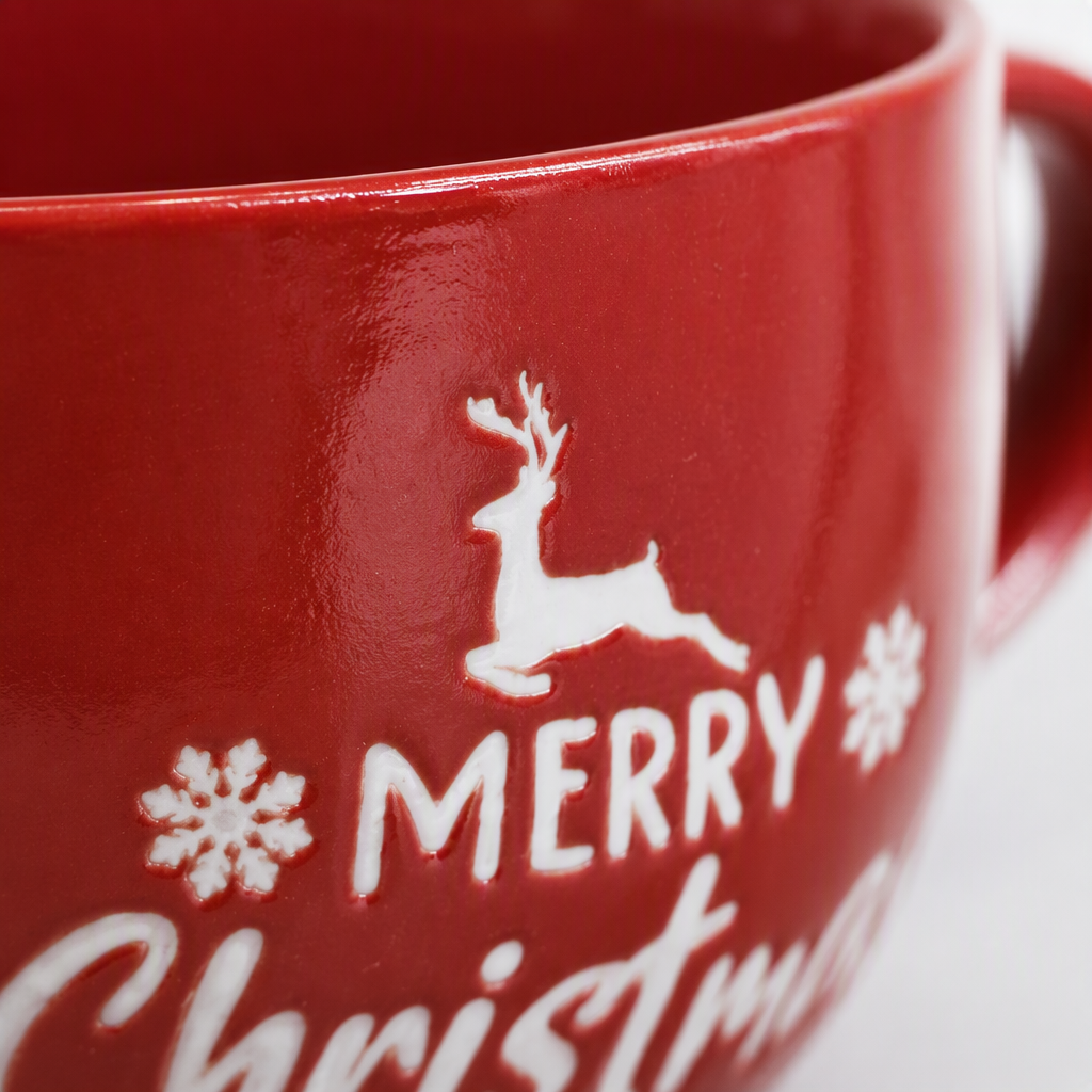Christmas red ceramic mug, Christmas gift, creative home daily cup handle decoration, warm style Application Scenario