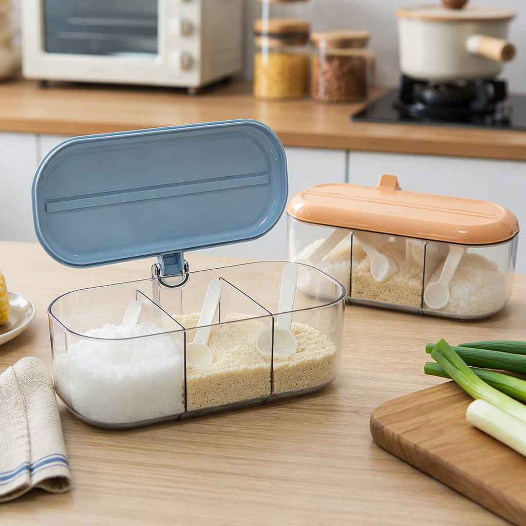 【CL】26Q3#639 Yaxu Three-style flavor Box sealed storage Tank Divided style material box plastic products details Picture
