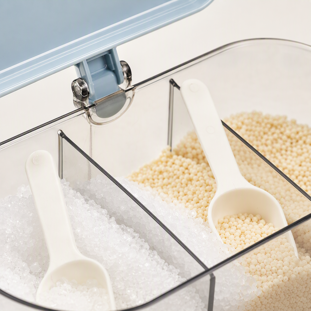 【CL】26Q3#639 Yaxu Three-style flavor Box sealed storage Tank Divided style material box plastic products Specification image