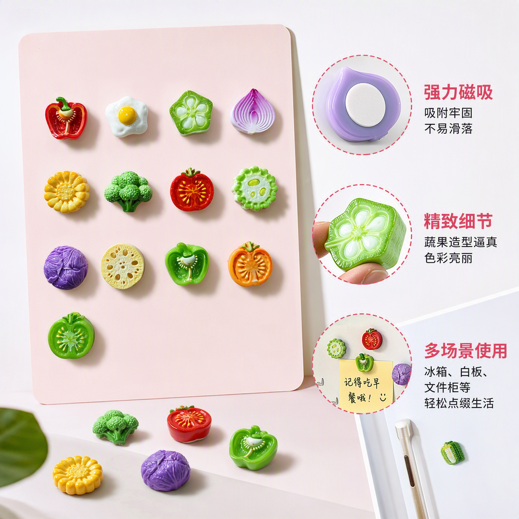 Creativo color vegetal molduras pegatinas magnéticas decorativas de pared de cocina artículos para el hogar pegatinas divertidas pegatinas de casa para niños accesorios
