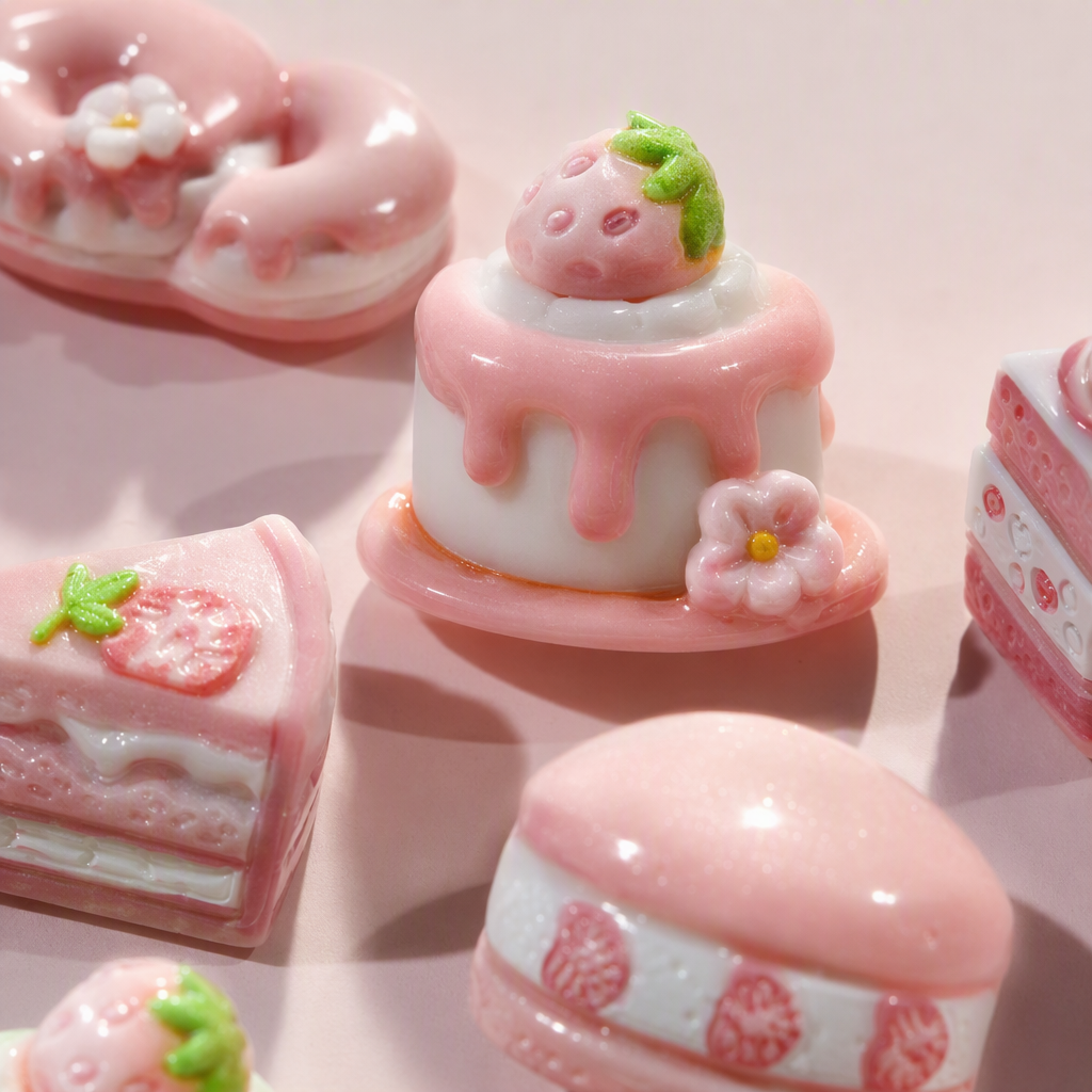 Fondo rosa varios postre molduras magnet pastel lindo macaron donut decoración pegatinas habitación de niños pegatinas de dibujos animados Application Scenario