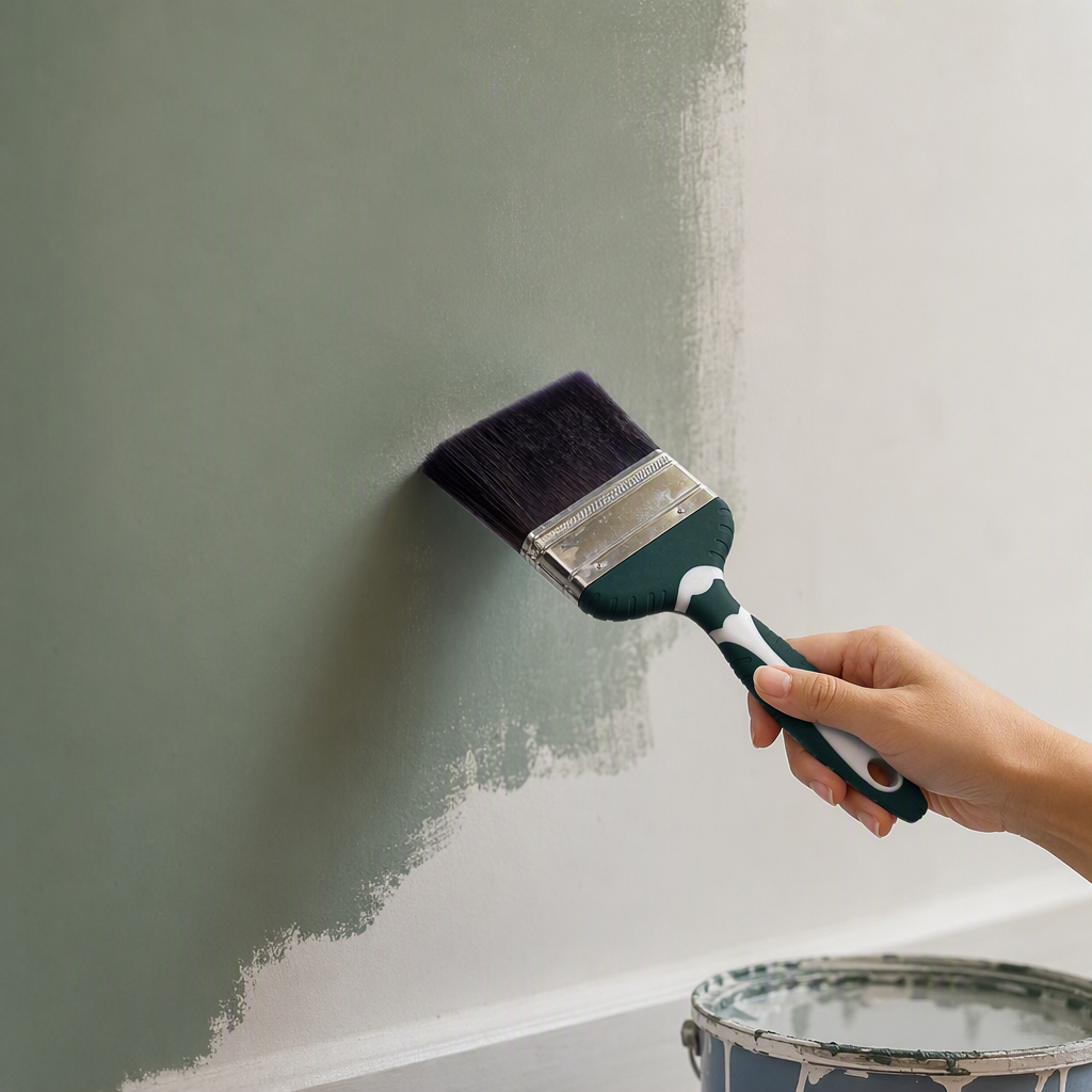 Three-piece set of multi-functional green handle paint brushes, durable coating tools, essential for home decoration details Picture