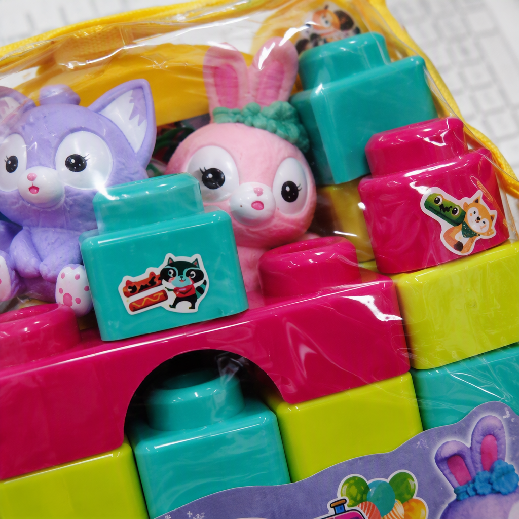 Dibujos animados animales granulares grandes bloques de construcción bolsa de mano bebé iluminación puzzles montar juguetes para niños Specification image