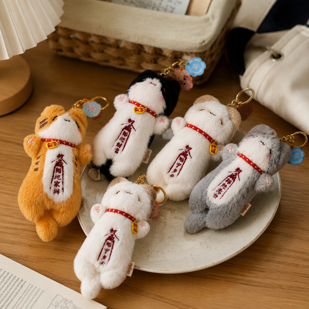 Cute plush cat keychains, holiday gifts, keychain accessories, fashionable pendants in multiple colors to choose from details Picture