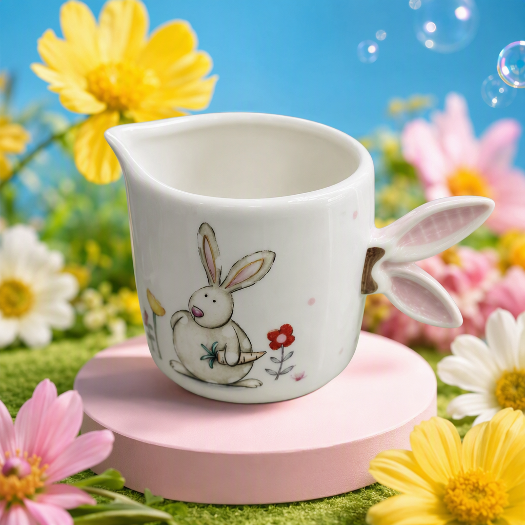 The white ceramic rabbit-ear small milk pot is a creative home coffee and milk pot. It's a cute and fun breakfast essential item Specification image