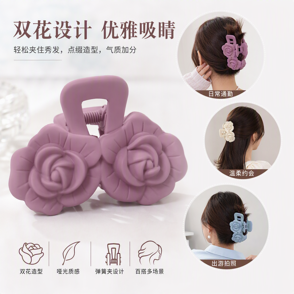 Colorful rose-shaped hair clips, fashionable and sweet hair accessories, hair bunches, hair accessories are essential for girls
