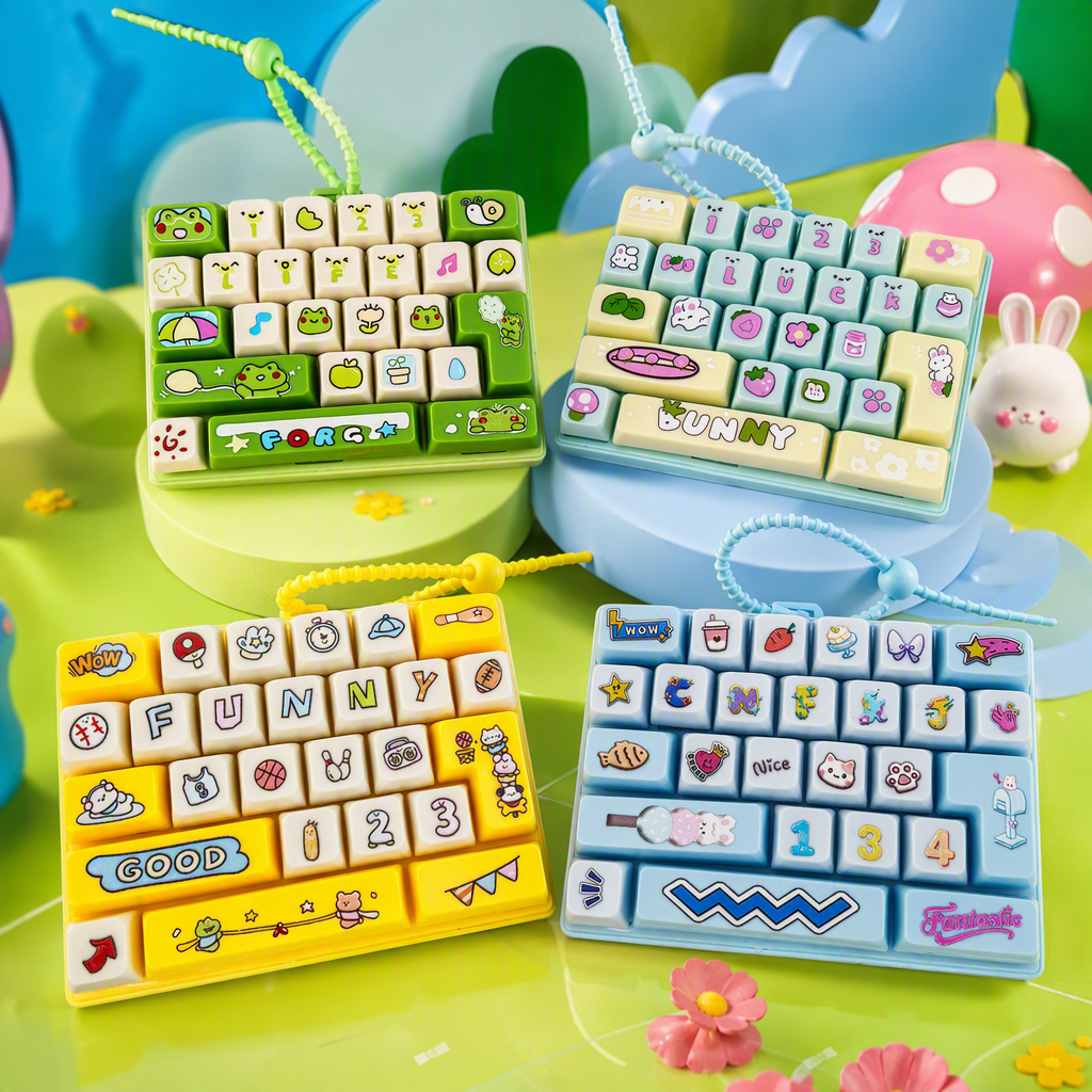 Color dibujos animados teclado mecánico cuatro estilo rana conejo deporte marine tema pegatinas lindas personalización keycap decoración experiencia mejor Specification image