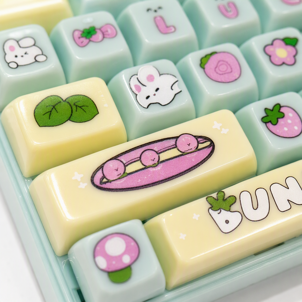 Color dibujos animados teclado mecánico cuatro estilo rana conejo deporte marine tema pegatinas lindas personalización keycap decoración experiencia mejor Application Scenario
