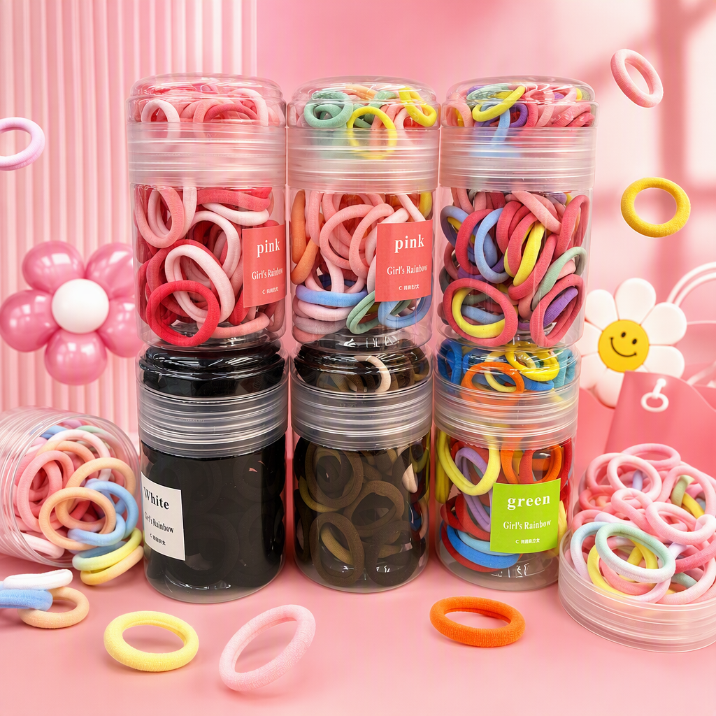 Macaron color can hair band, high-elasticity and seamless towel band, simple and basic hair tie, girl's hair tie, rubber band Specification image