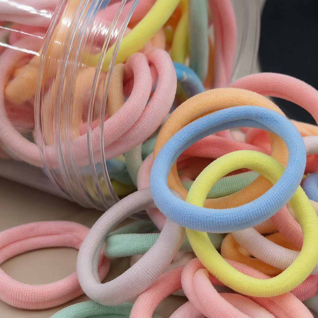 Macaron color can hair band, high-elasticity and seamless towel band, simple and basic hair tie, girl's hair tie, rubber band details Picture