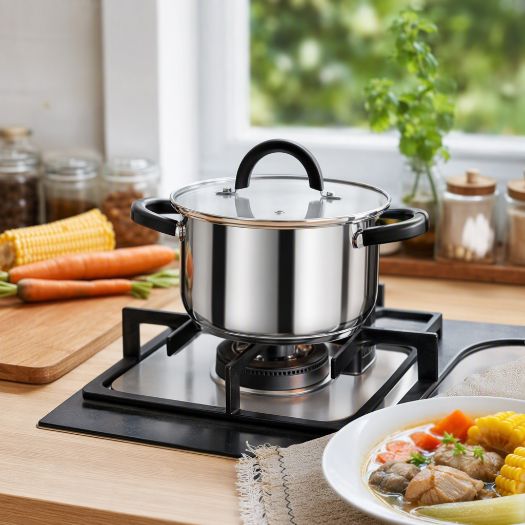 Multifunctional stainless steel double-ear single-pot for making soup and porridge, heat-resistant and durable, essential for the kitchen HR187-7 details Picture