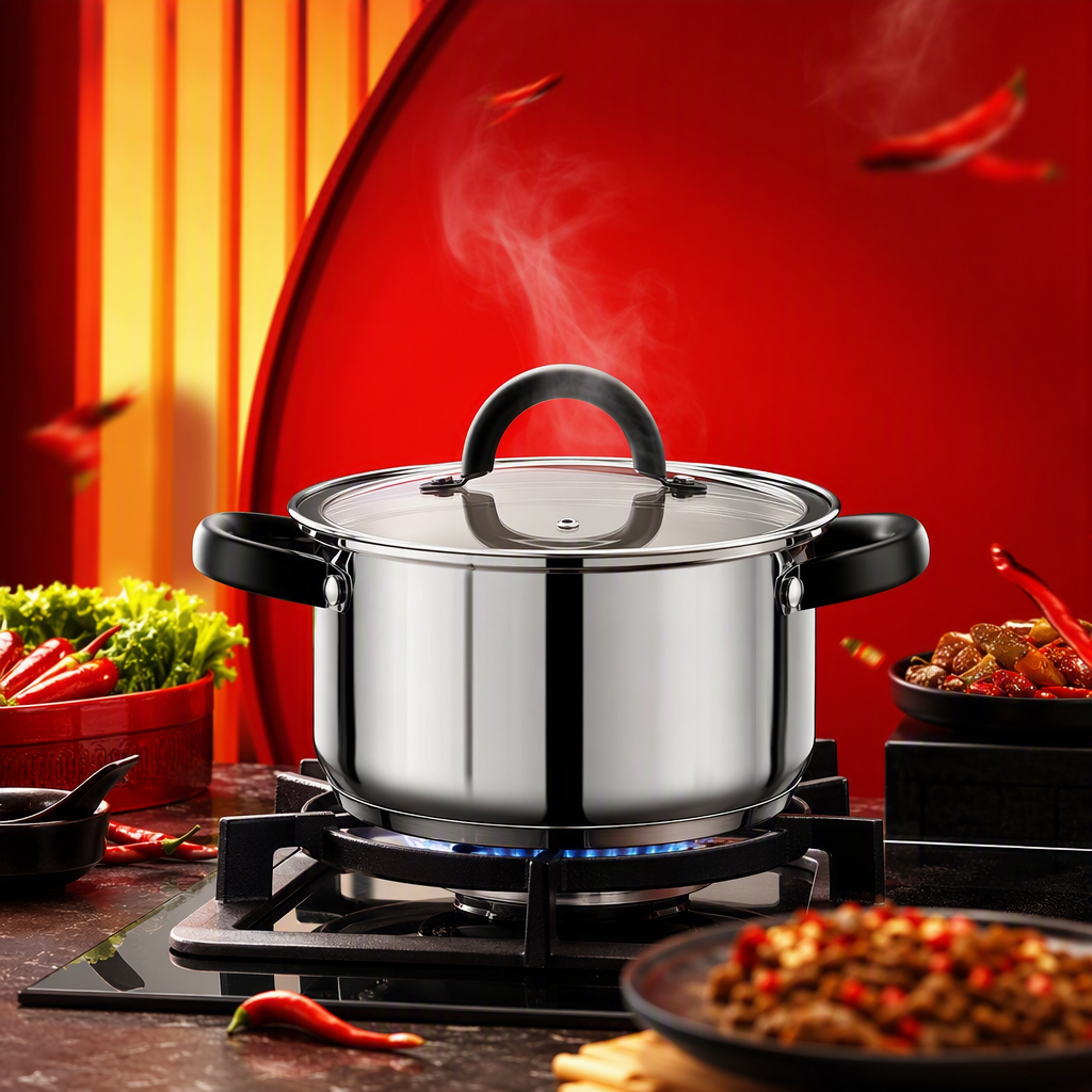 Multifunctional stainless steel double-ear single-pot for making soup and porridge, heat-resistant and durable, essential for the kitchen HR187-7 Item Picture