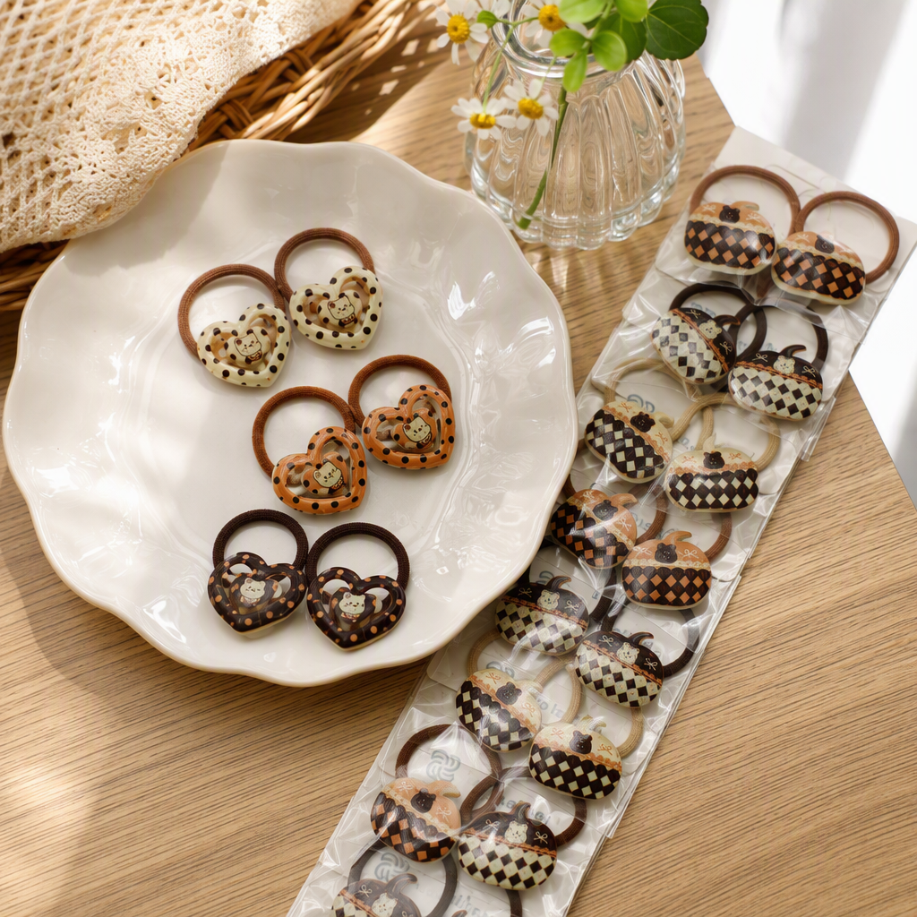 Creative checkered pumpkin-shaped hair bands, cute children's hair accessories, hair bundles, hair clips, hair ropes, hair accessories, and girls' hair accessories details Picture
