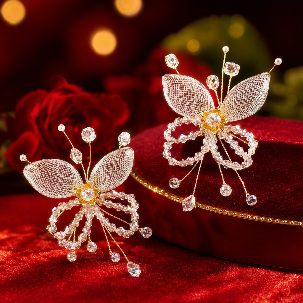 White mesh butterfly hair clip, a simple and elegant Korean-style hair accessory, a versatile hair accessory for girls Specification image