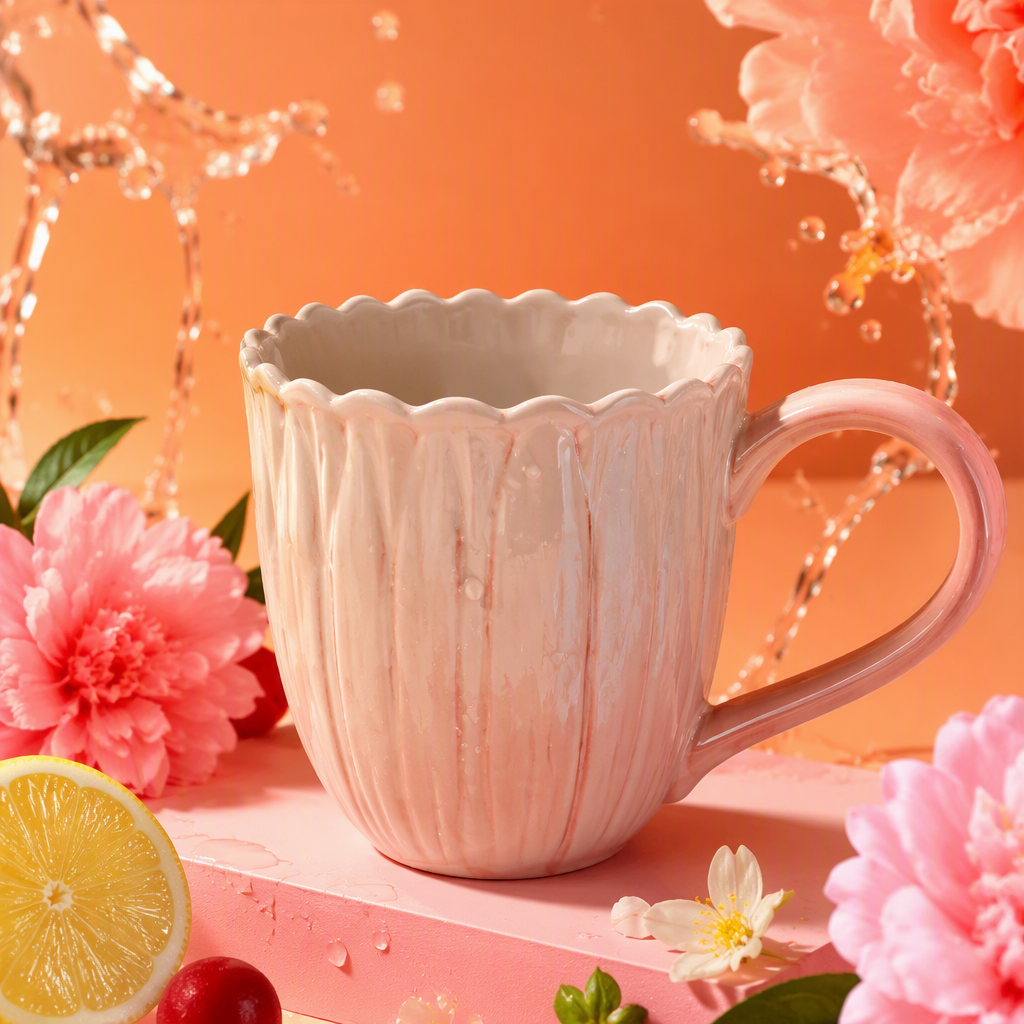 Patrón de pétalos rosa taza de cerámica simple creativo casa oficina taza de agua moda café y té regalo Specification image