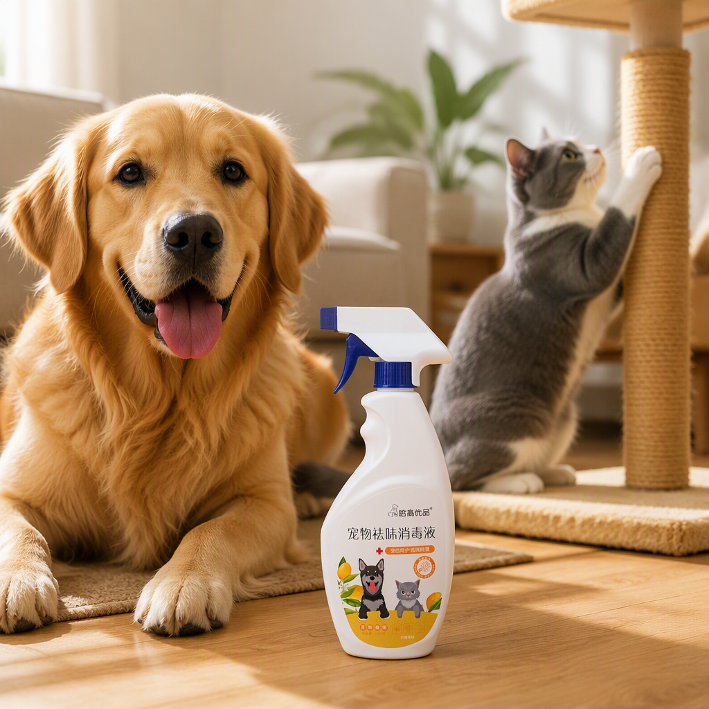 Pet-specific white spray bottle, multi-functional deodorizing and disinfecting liquid, pet supplies deodorizing and sterilizing spray bottle details Picture