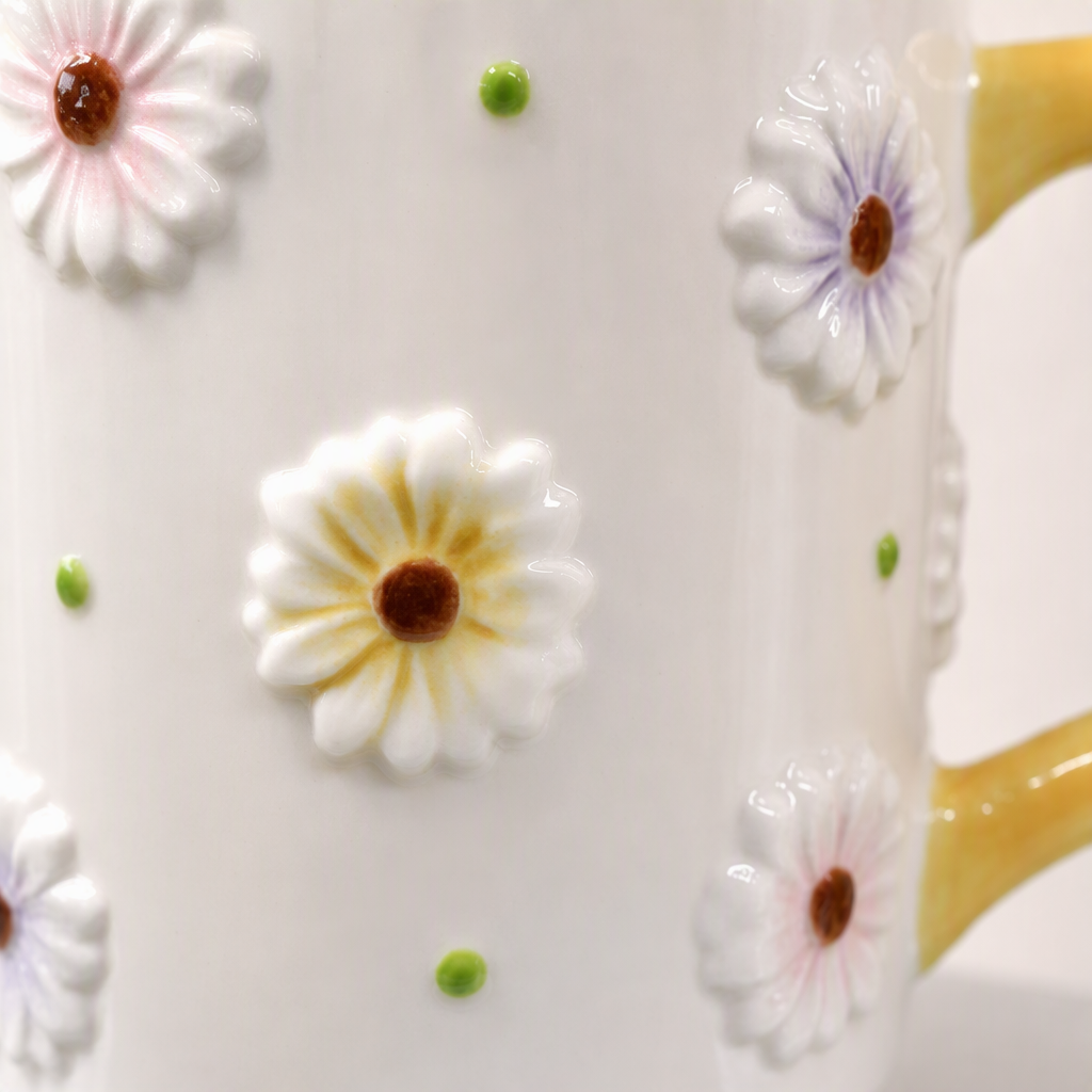 White ceramic cup with Daisy decoration, creative coffee water cup, simple household tea set gift Application Scenario