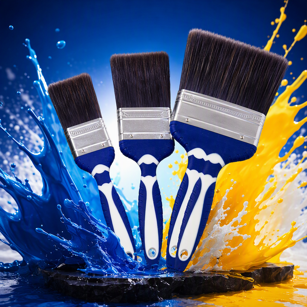 Pincel multifunción con mango bicolor imitación de cerdas Specification image