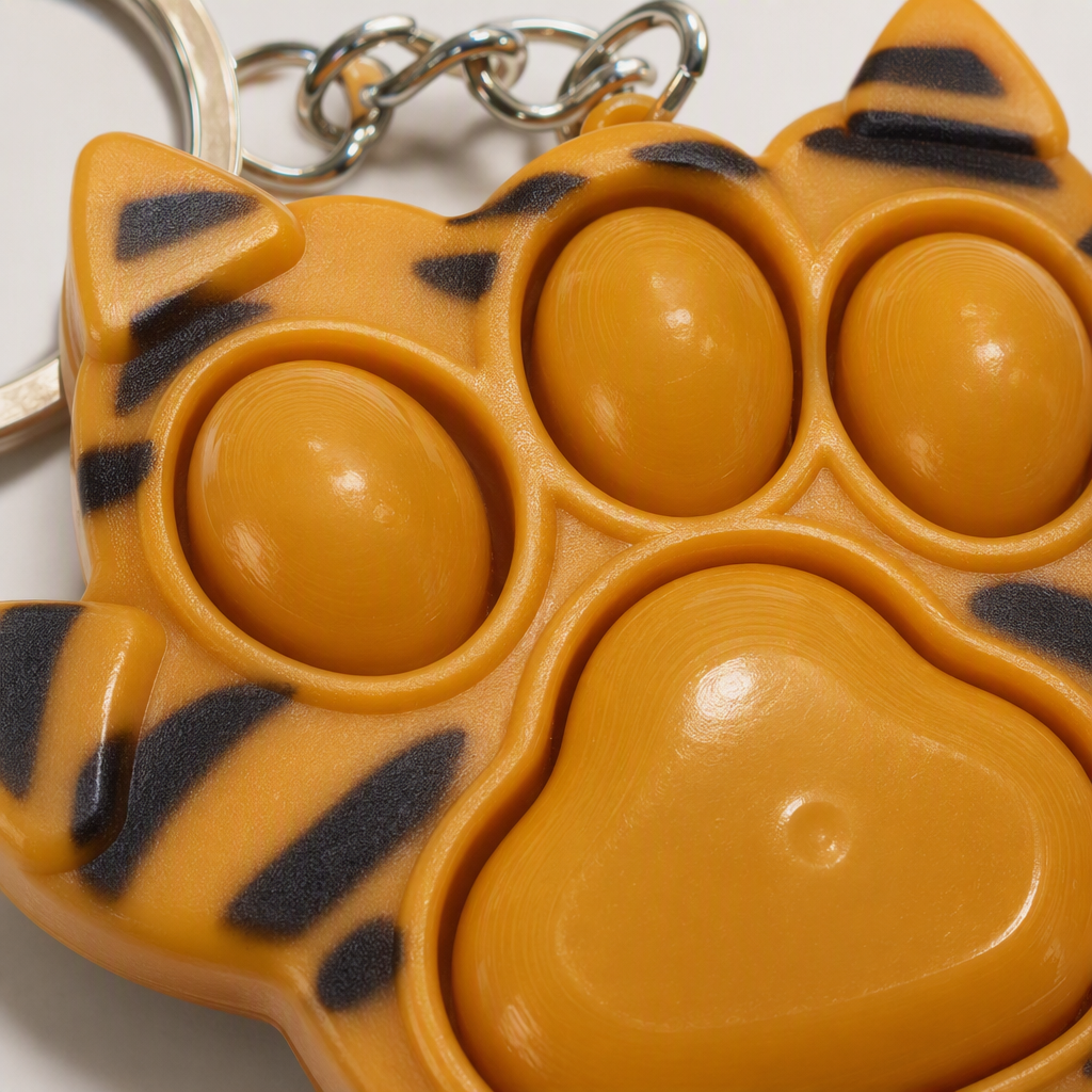 Orange tiger-striped cat claw-shaped press-release keychain, a fashionable, cute and portable accessory gift Application Scenario