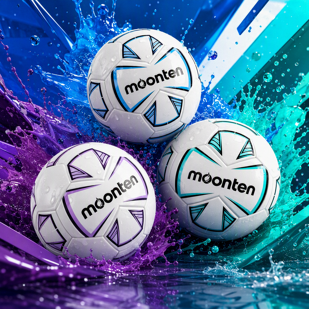 Three types of white No. 5 PU football match training balls with colorful geometric patterns Specification image
