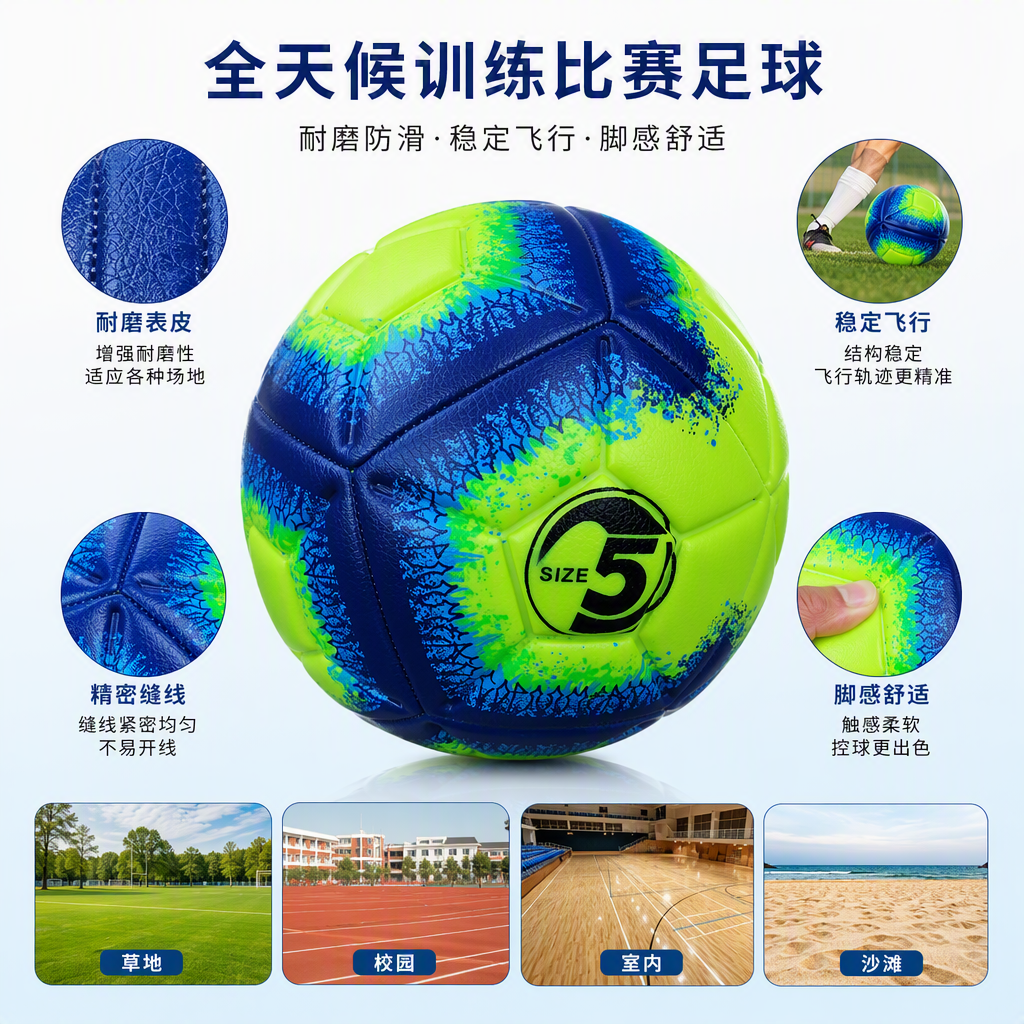 Fluorescent green and blue ink-wash football sports competition training professional, wear-resistant, children and adults available in multiple colors