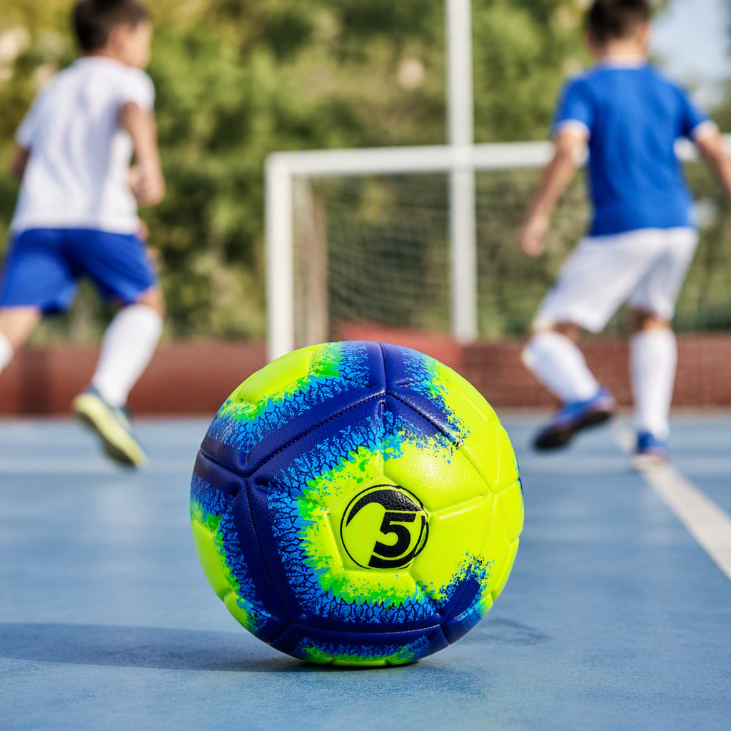 Fluorescent green and blue ink-wash football sports competition training professional, wear-resistant, children and adults available in multiple colors details Picture