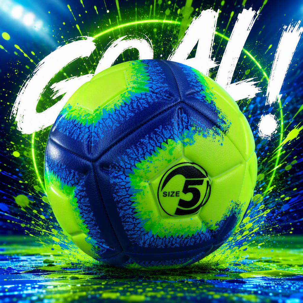 Fluorescent green and blue ink-wash football sports competition training professional, wear-resistant, children and adults available in multiple colors Specification image