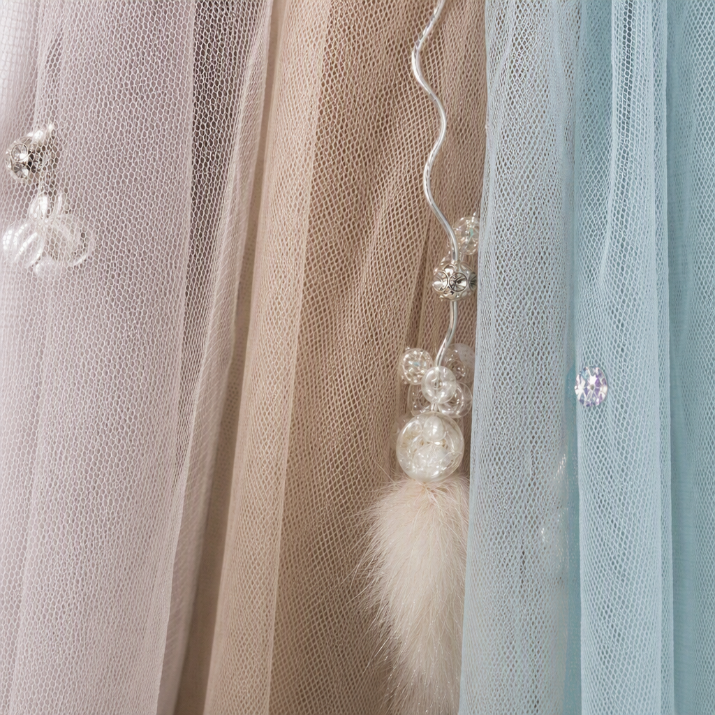 High-quality beige mesh fabric is breathable, lightweight, soft to the touch, and suitable for DIY clothing and curtain materials Application Scenario