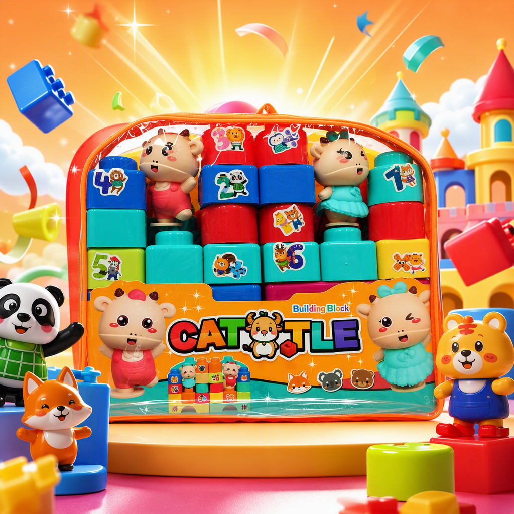 Gran granular bloques de construcción estilo de bolso con dibujos animados figuras bebé digital iluminación puzzles puzzles