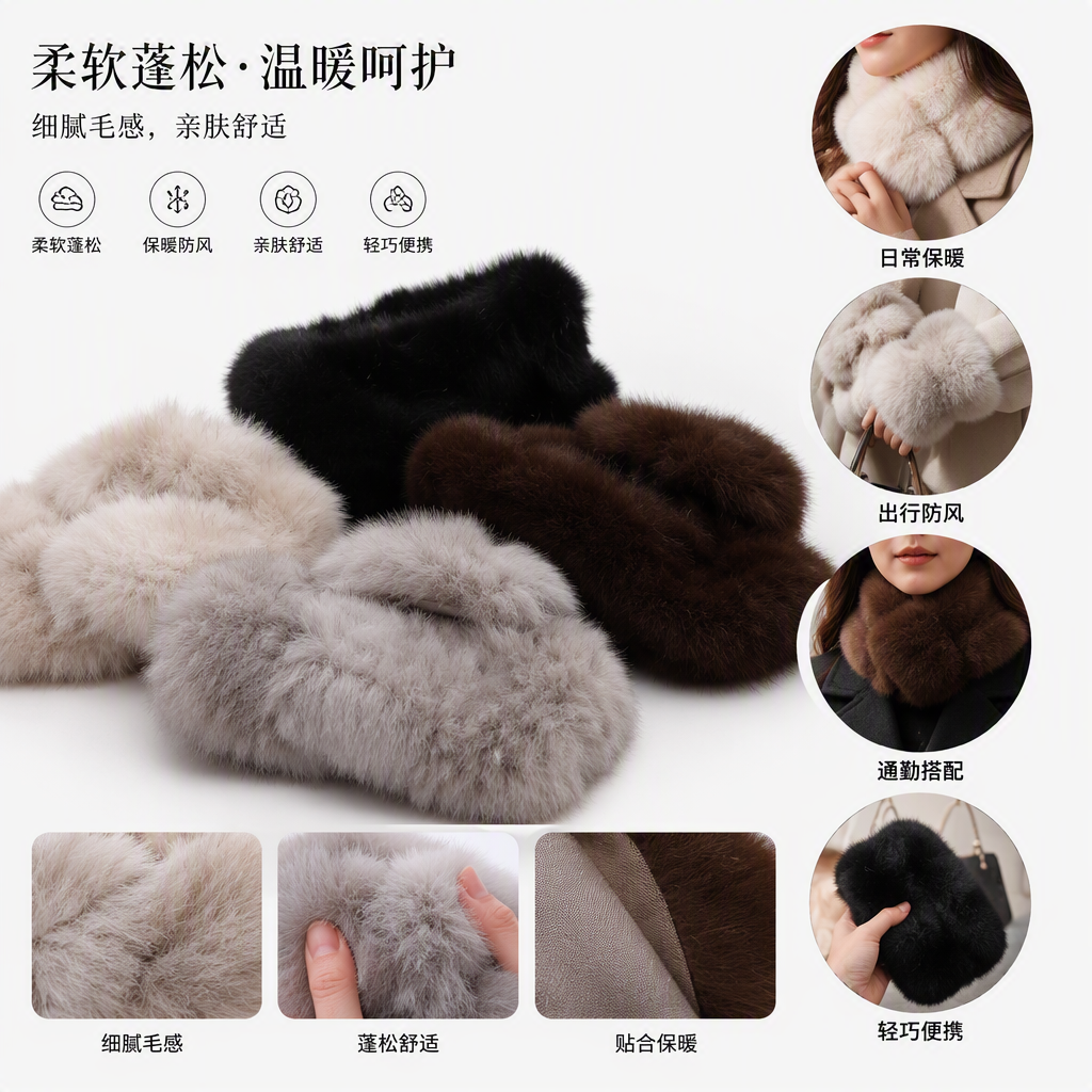 Fashionable and versatile mink fur hair clips, hairpins, headwear, hair accessories, simple clips, hair grabbers, hair accessories, women's style full image