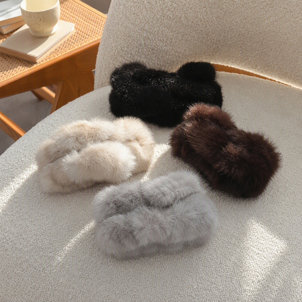 Fashionable and versatile mink fur hair clips, hairpins, headwear, hair accessories, simple clips, hair grabbers, hair accessories, women's style details Picture