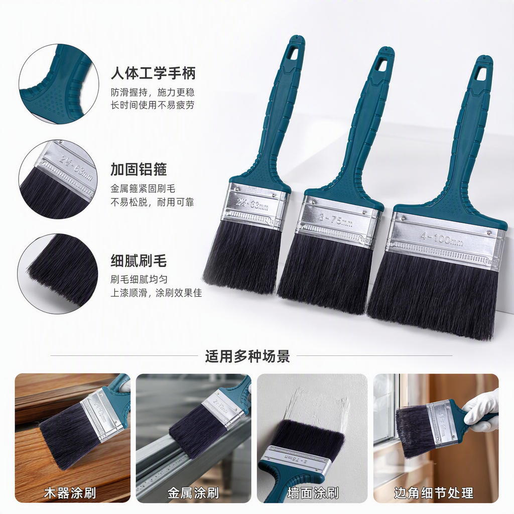 Blue handle paint brush set, a household wall wood coating brush tool full image