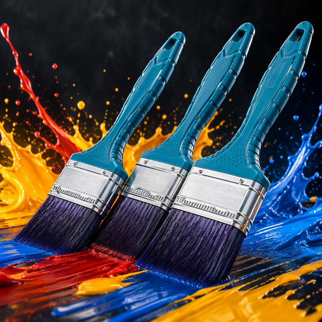 Blue handle paint brush set, a household wall wood coating brush tool Specification image