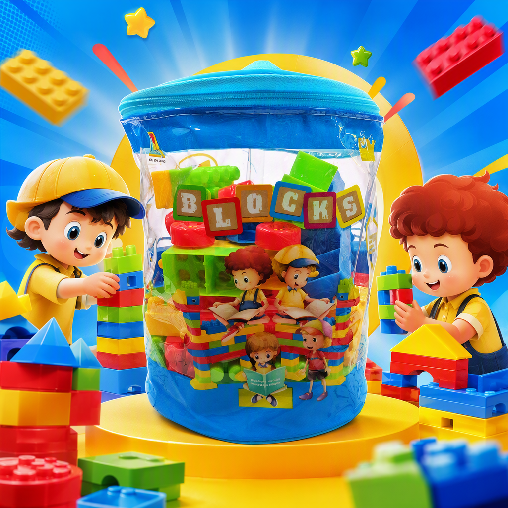 Niños granulares grandes bloques de construcción empalmados cilindro cubo de almacenamiento baby early learning ensamblaje puzzle toys wholesale fuente