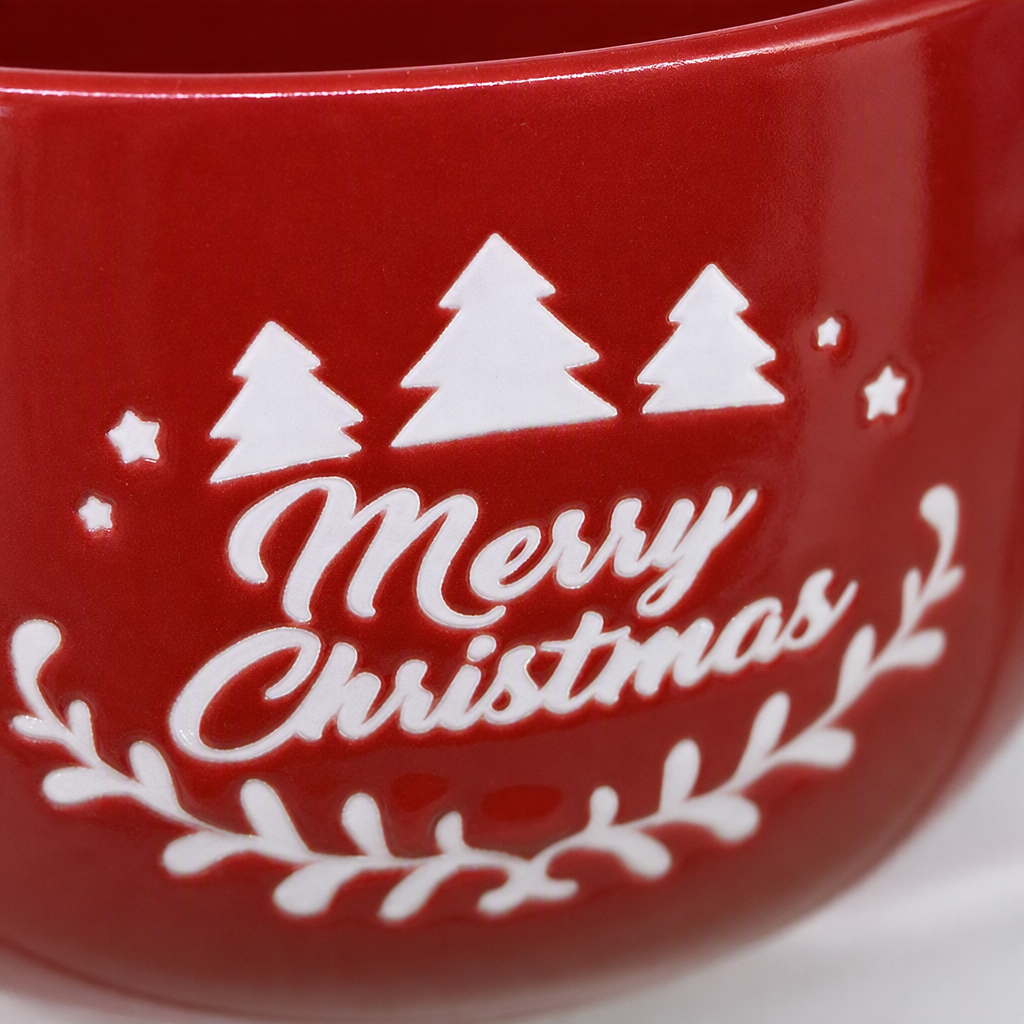 Christmas red ceramic cups, Christmas gift creative home coffee water cups, holiday decoration hot drink cups Application Scenario