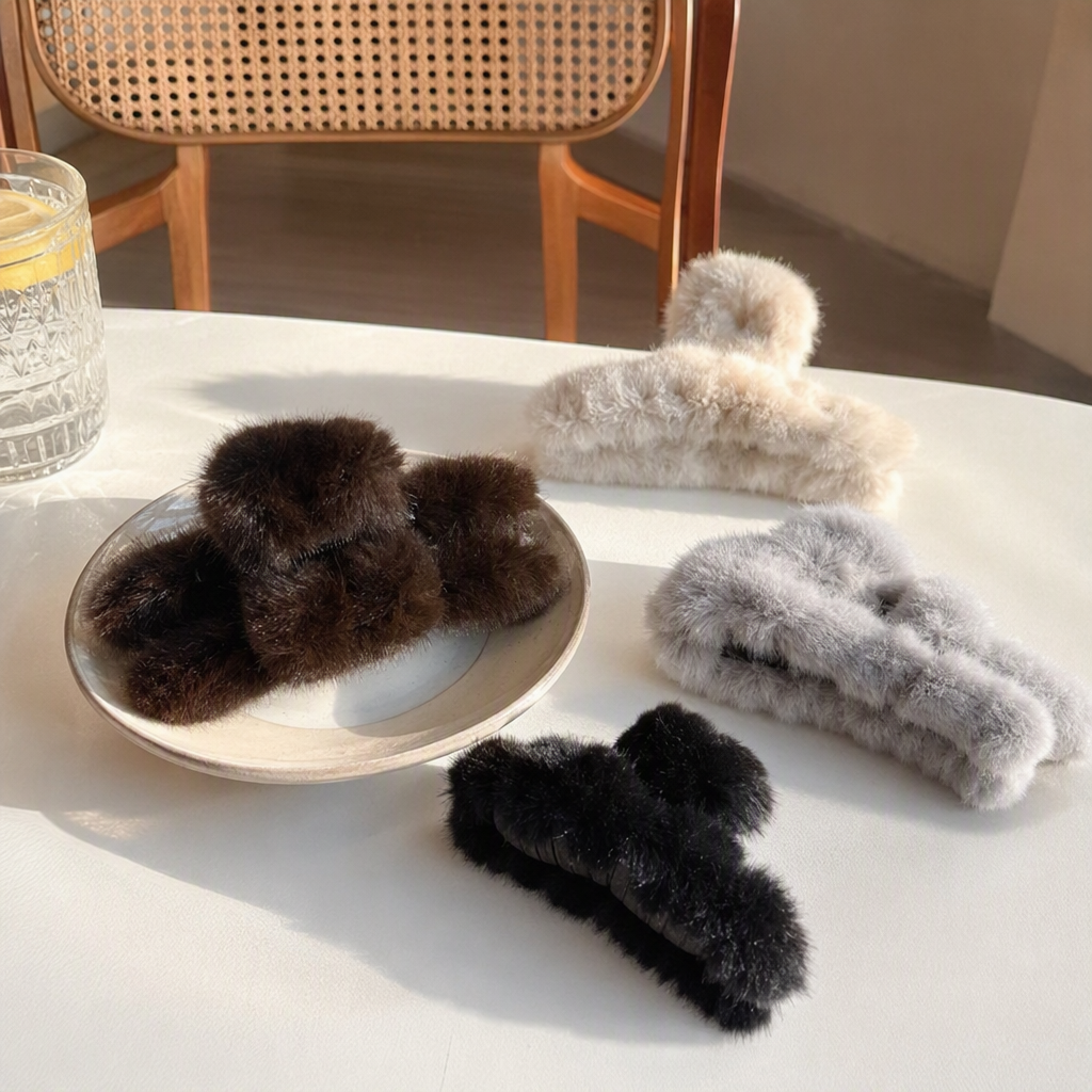 Cute plush hair clips available in multiple colors, soft hair accessories, student hair accessories, hair clips, hairpins, hair combs, and versatile items details Picture