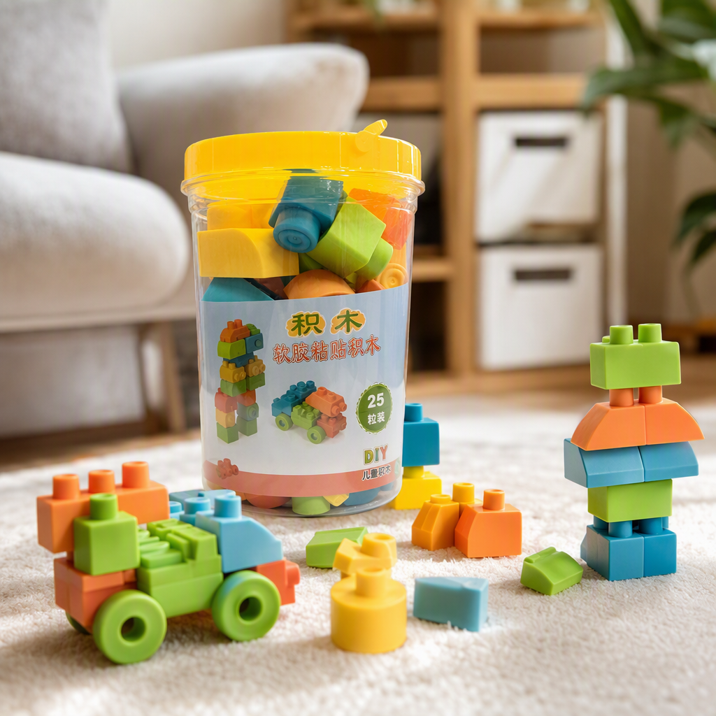 Cubo portátil granular grande construir bloques de construcción para niños montar y conectar bebé enseñanza temprana iniciación puzzle juguetes al por mayor details Picture