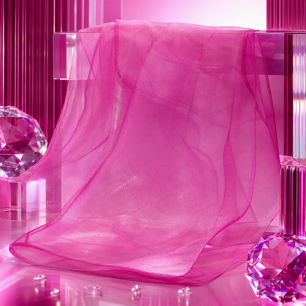 Soft pink gauze fabric, light and breathable, handcrafted DIY clothing fabric for spring and summer details Picture