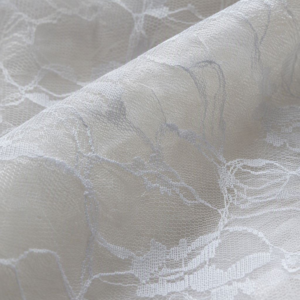 Polyester rose, elegant white lace fabric, DIY wedding dress, curtain and clothing decoration fabric, soft and breathable Application Scenario