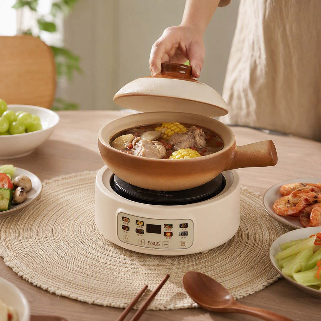 Earthenware clay pot is a household soup and stewing pot that is heat-resistant, durable, nutritious and fresh-keeping. It is a kitchen stew pot details Picture