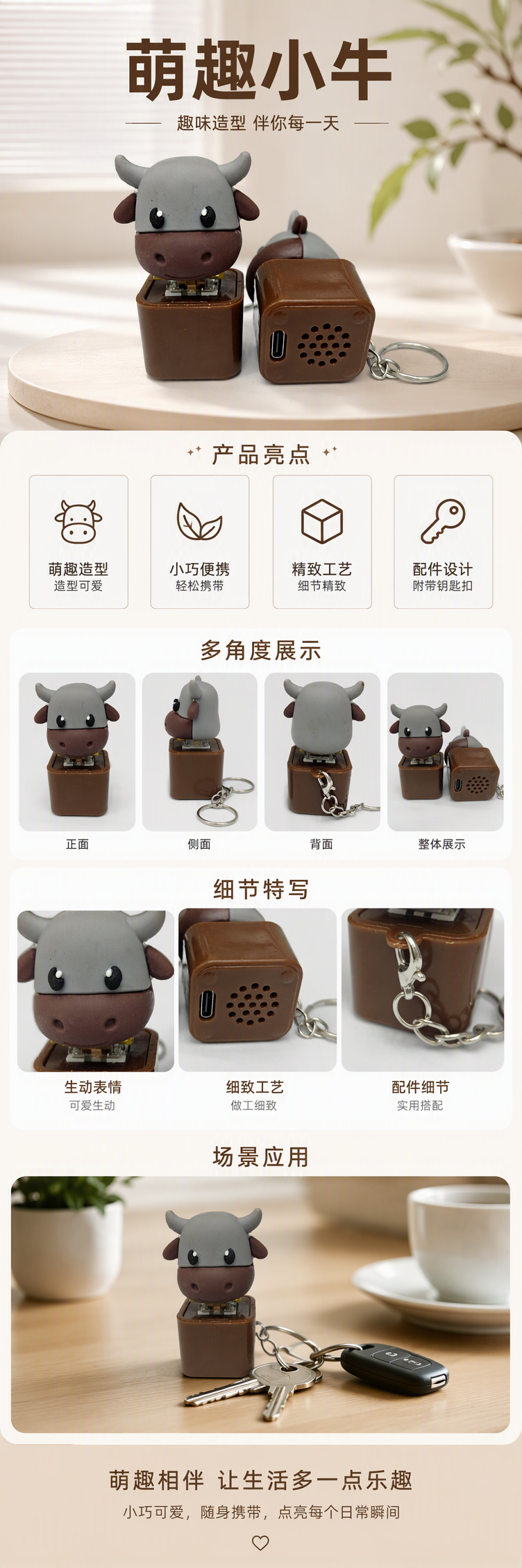 创意牛头造型装饰品个性灰色工艺品简约时尚家居摆件礼品收藏详情1