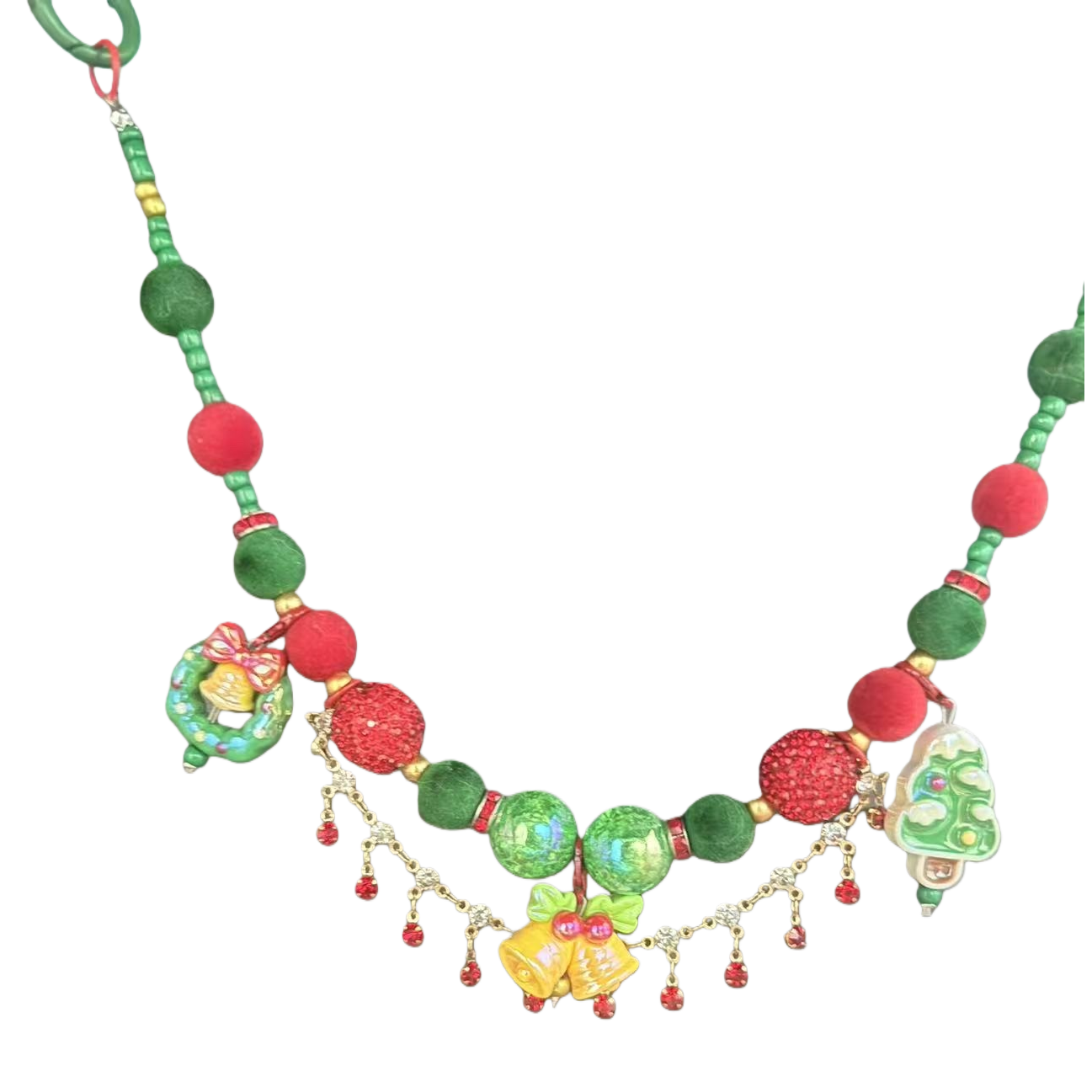 Navidad pulseras color verde rojo navidad temas accesorios regalos de navidad moda artesanal tendencias accesorios Item Picture