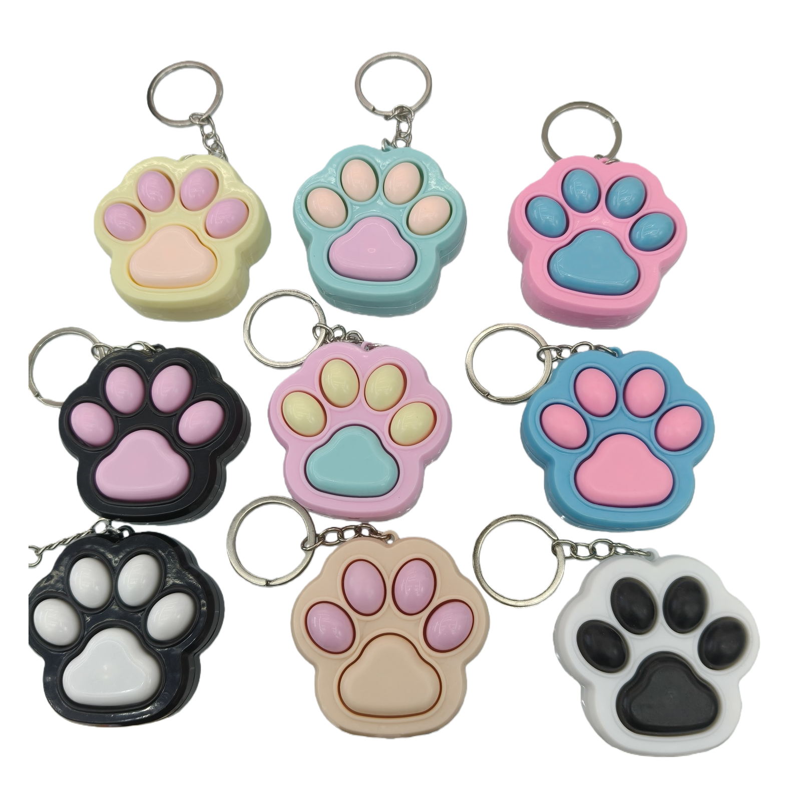 Colorful claw print-shaped press-release keychain, creative cartoon anti-pressure finger toy gift Application Scenario