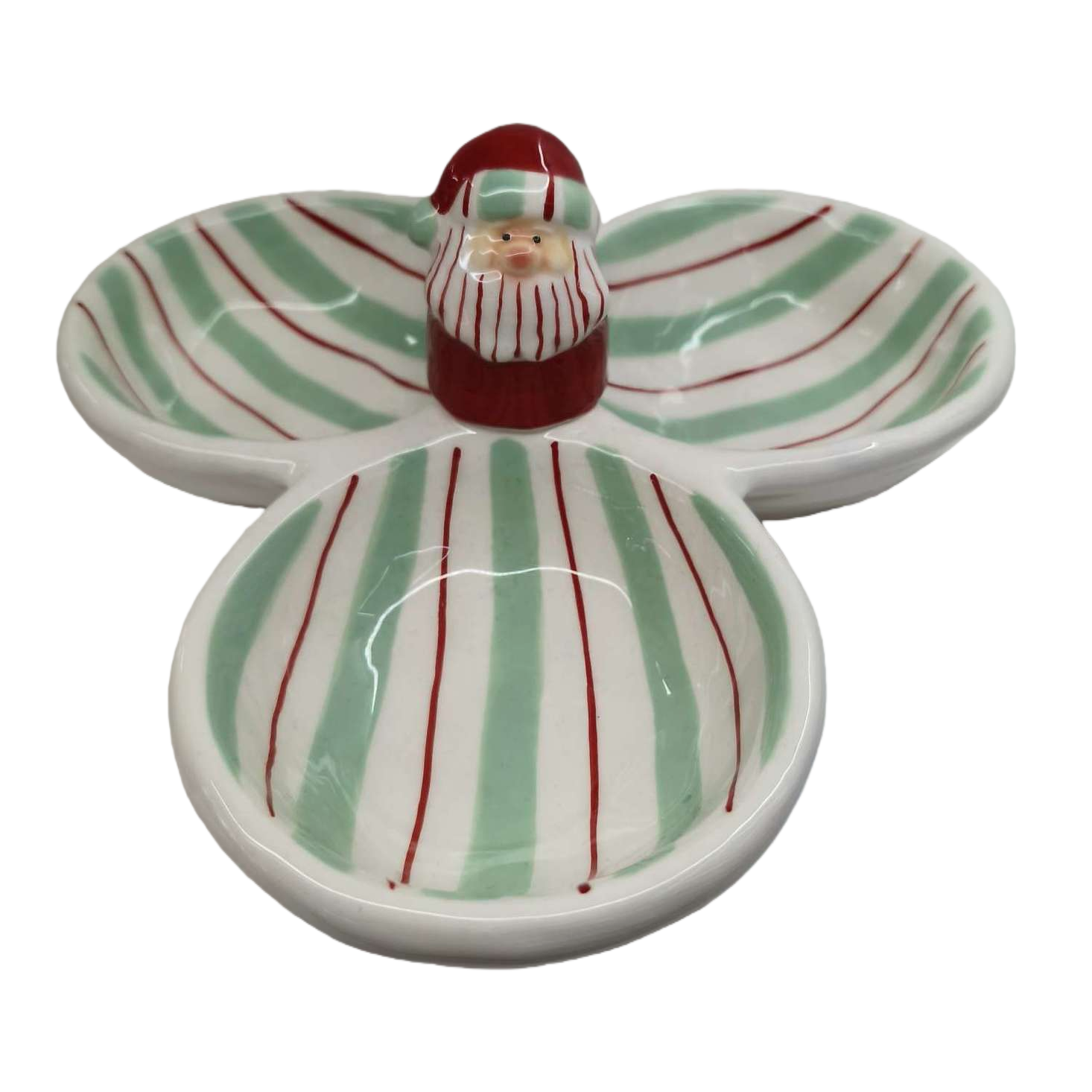 Santa Santa-shaped three-compartment plate, children's tableware, creative home kitchen plates, gift decoration, essential for festivals Item Picture