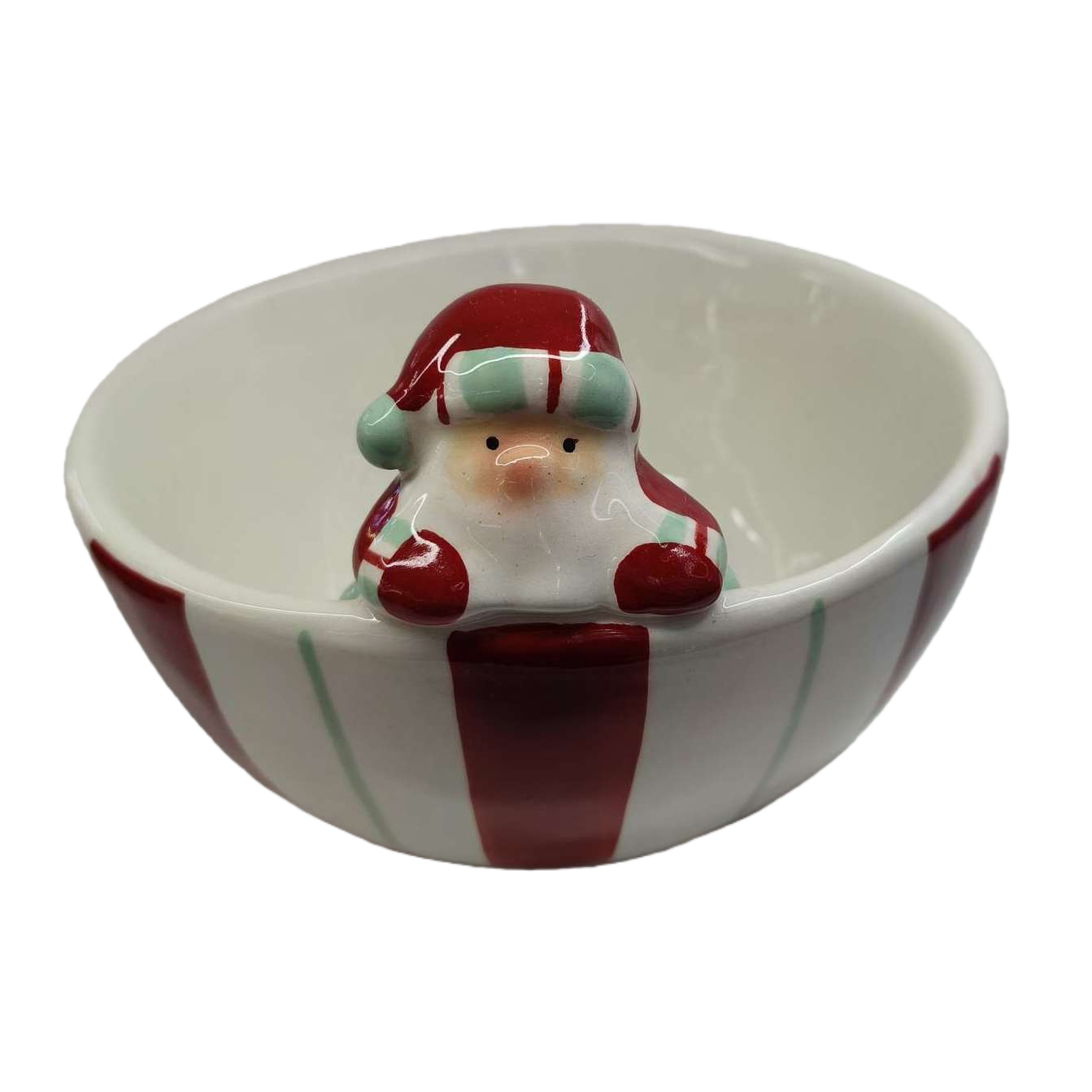 Santa Claus shaped colorful striped bowl, festive decorative tableware, home ornaments, Christmas gifts and giveaways Item Picture