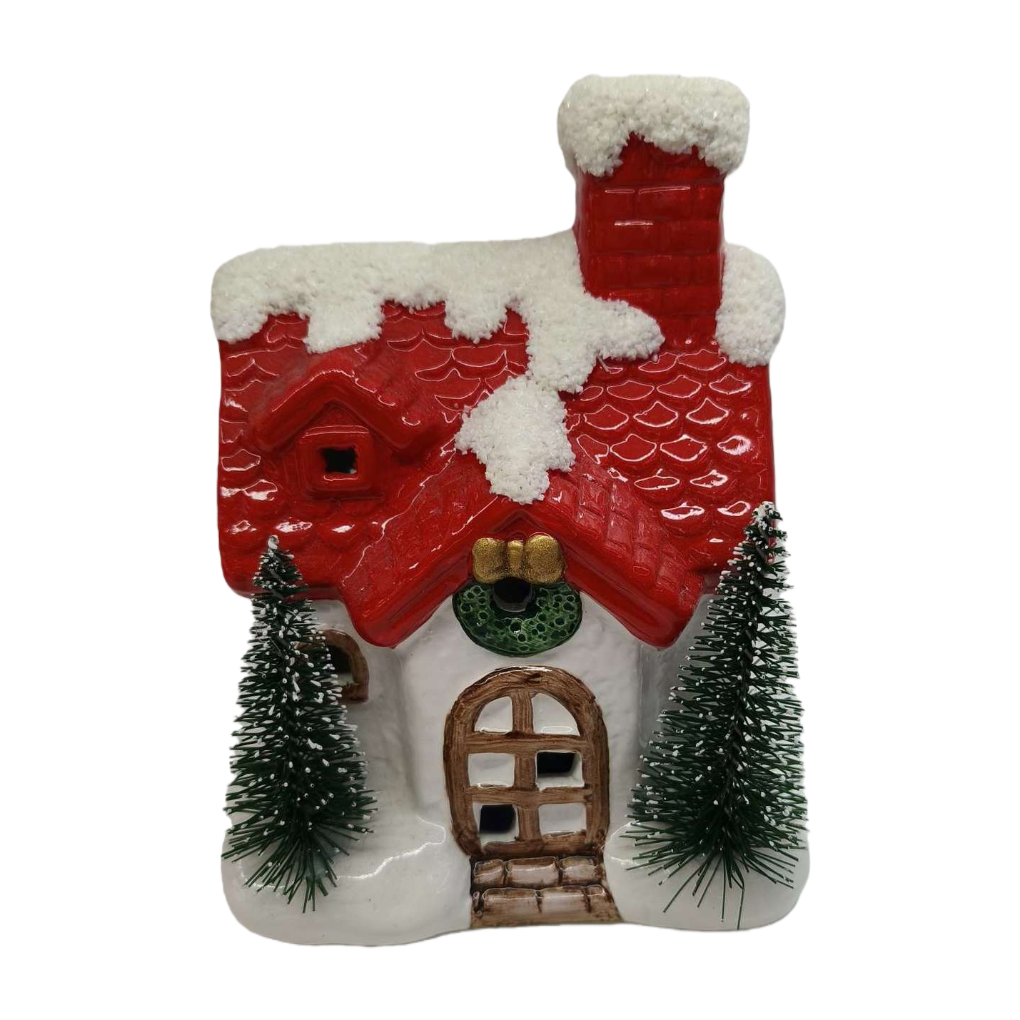 Red-roofed snow scene house ornaments, Christmas decorations, warm snow scene models, home decoration items Item Picture