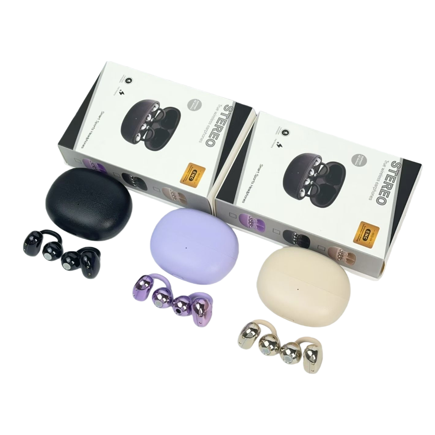 Negro púrpura beige caja de auriculares inalámbrica montaje caja de carga moda portátil diseño de caja multicolor opcional Item Picture