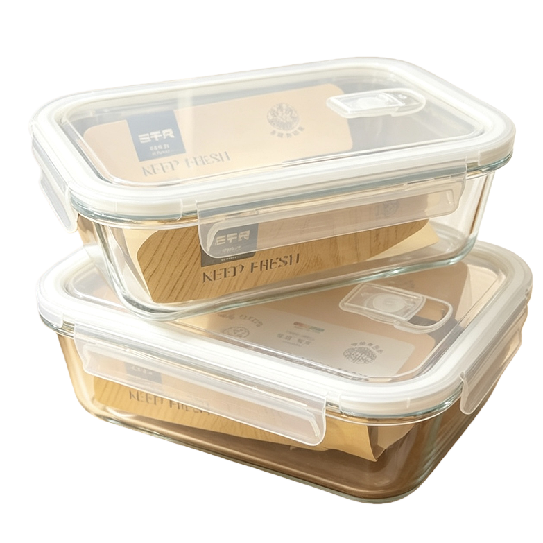 【CL】26Q3#6813 Square glass food storage container, 1040ml Specification image